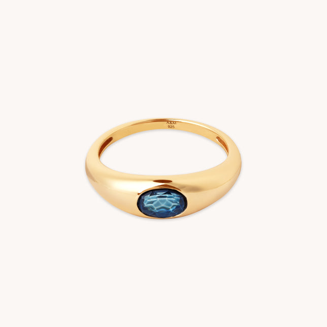 Blue Topaz Dome Ring in Gold