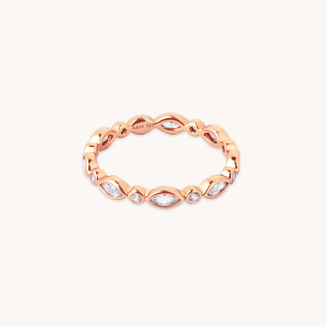 Navette Crystal Band Ring in Rose Gold