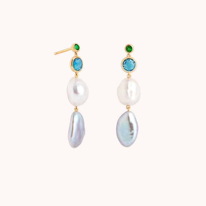 Tranquility Pearl Drop Studs in Gold