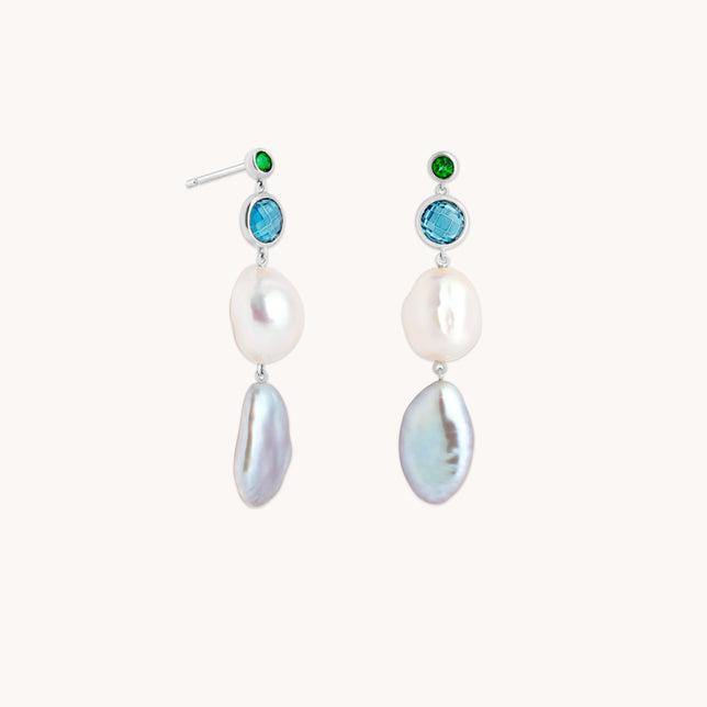 Tranquility Pearl Drop Studs in Silver