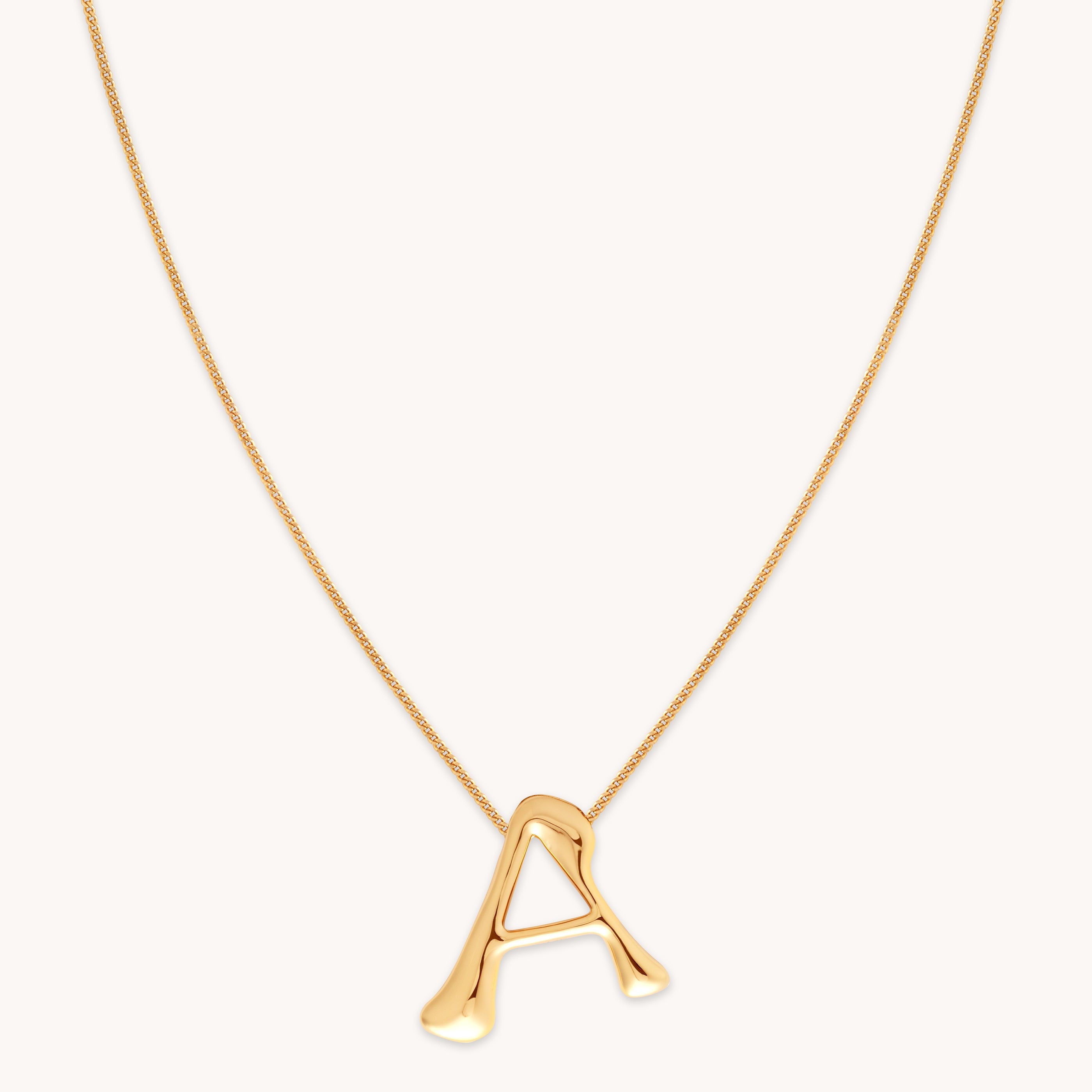 18k Gold Plated Jewellery - A Initial Bold Pendant Necklace in Gold - Pendant Necklace - Astrid &amp; Miyu