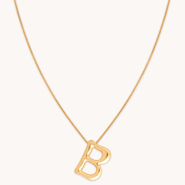 B Initial Bold Pendant Necklace in Gold