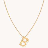 18k Gold Plated Jewellery - B Initial Bold Pendant Necklace in Gold - Pendant Necklace - Astrid &amp; Miyu