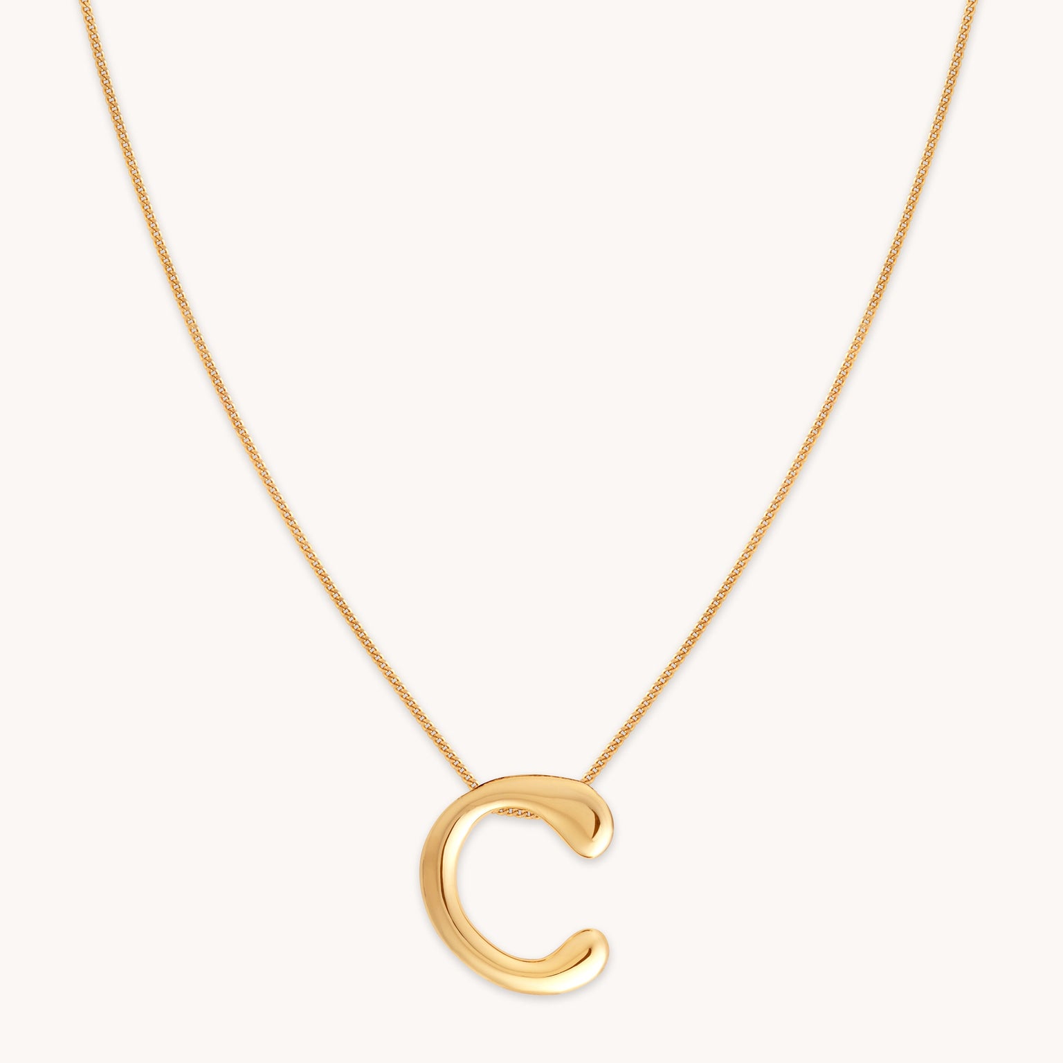 C Initial Bold Pendant Necklace in Gold