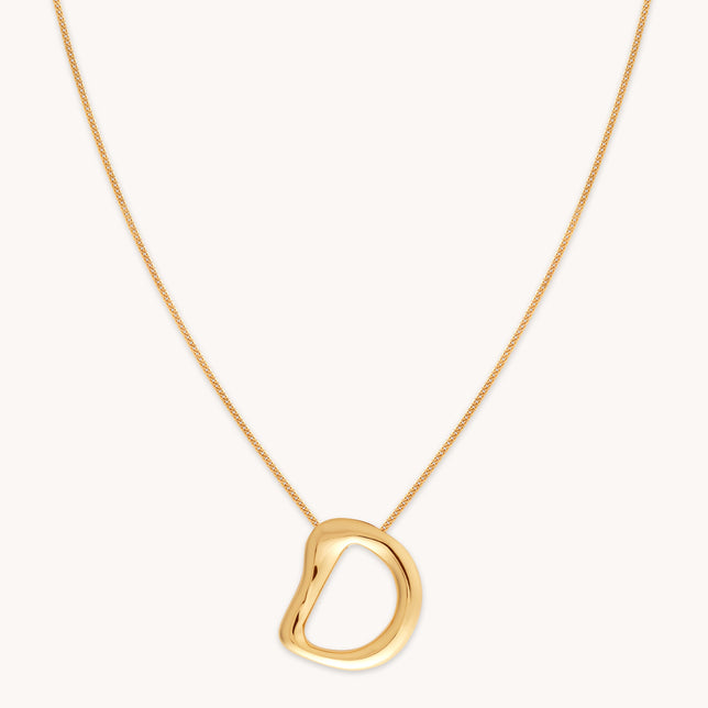 D Initial Bold Pendant Necklace in Gold