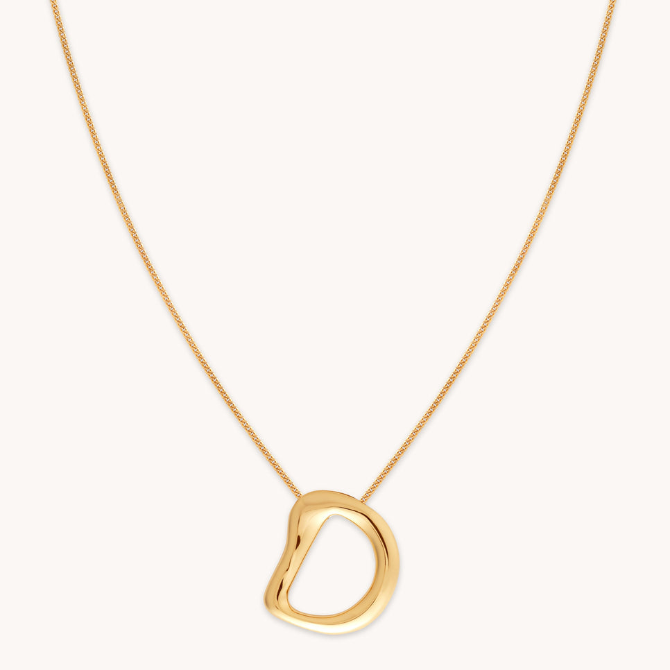 18k Gold Plated Jewellery - D Initial Bold Pendant Necklace in Gold - Pendant Necklace - Astrid &amp; Miyu