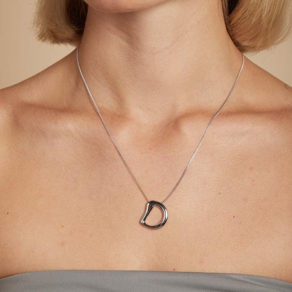 Initial Pendant Necklaces - D Initial Bold Pendant Necklace in Silver - Pendant Necklace - Astrid &amp; Miyu