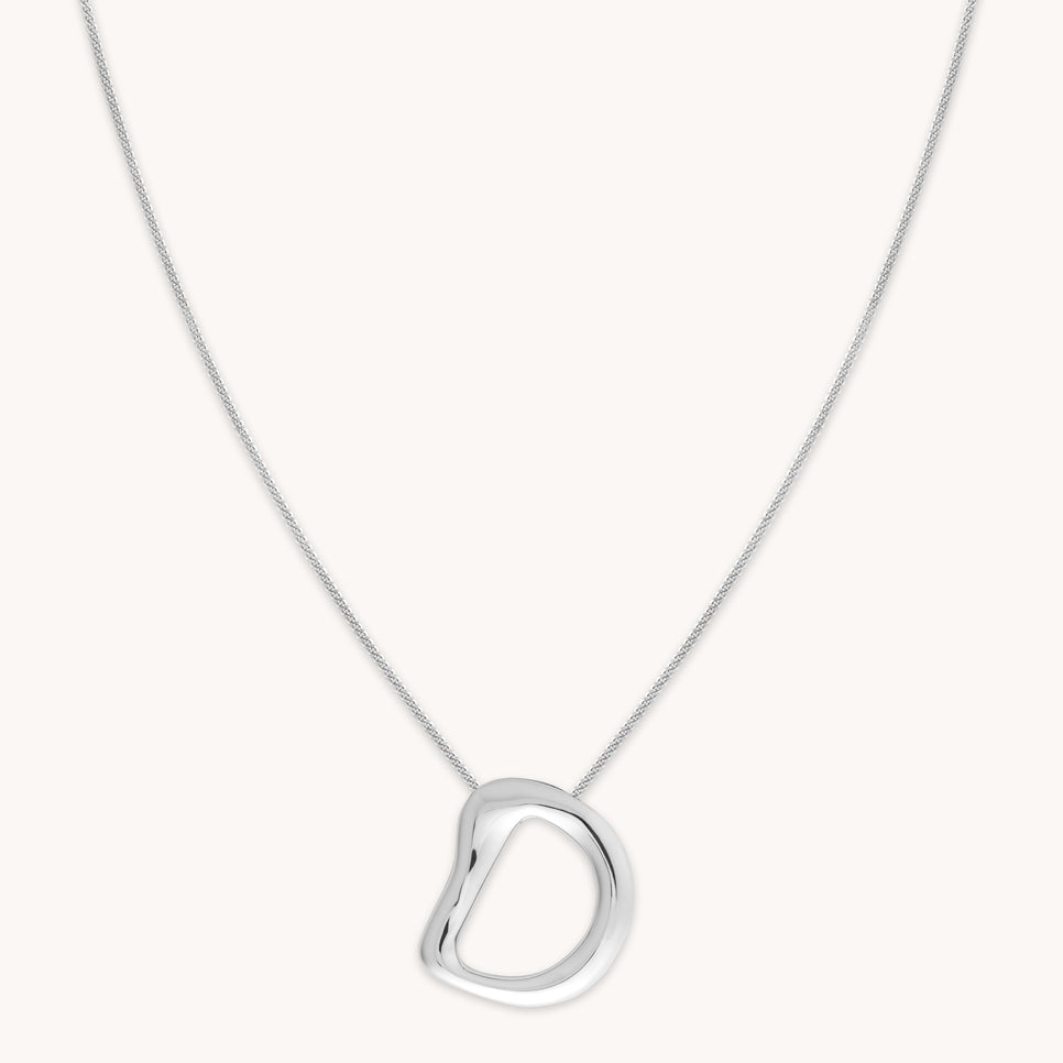 Initial Pendant Necklaces - D Initial Bold Pendant Necklace in Silver - Pendant Necklace - Astrid &amp; Miyu
