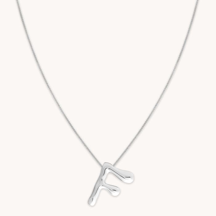 Initial Pendant Necklaces - F Initial Bold Pendant Necklace in Silver - Pendant Necklace - Astrid &amp; Miyu