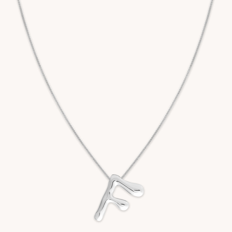Initial Pendant Necklaces - F Initial Bold Pendant Necklace in Silver - Pendant Necklace - Astrid &amp; Miyu