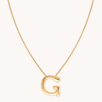 18k Gold Plated Jewellery - G Initial Bold Pendant Necklace in Gold - Pendant Necklace - Astrid &amp; Miyu