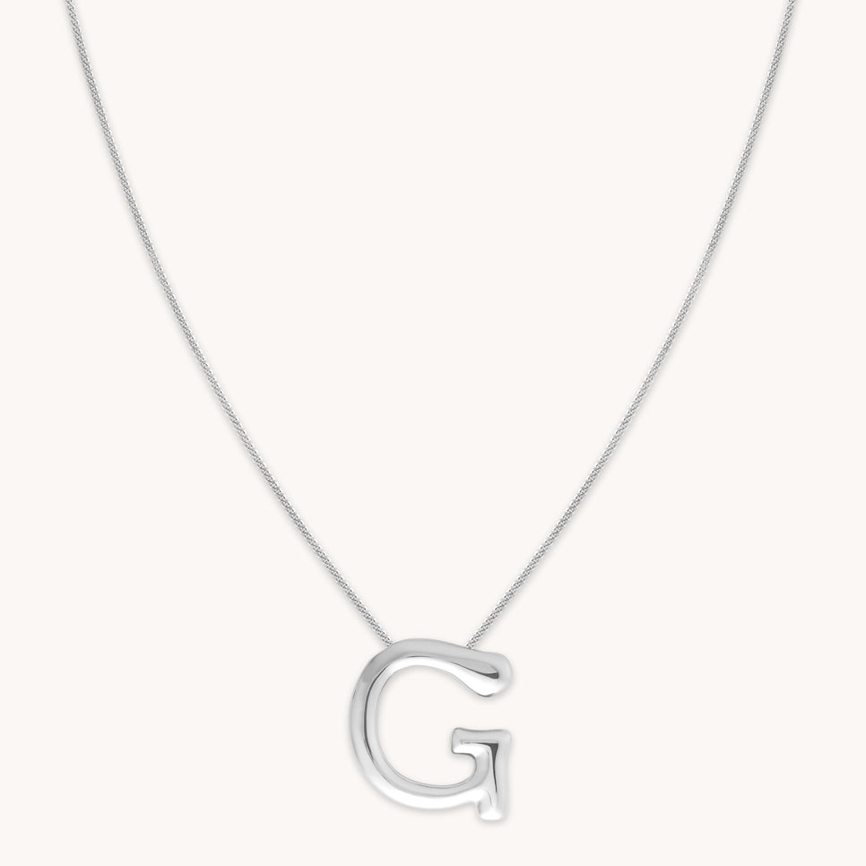 G Initial Bold Pendant Necklace in Silver