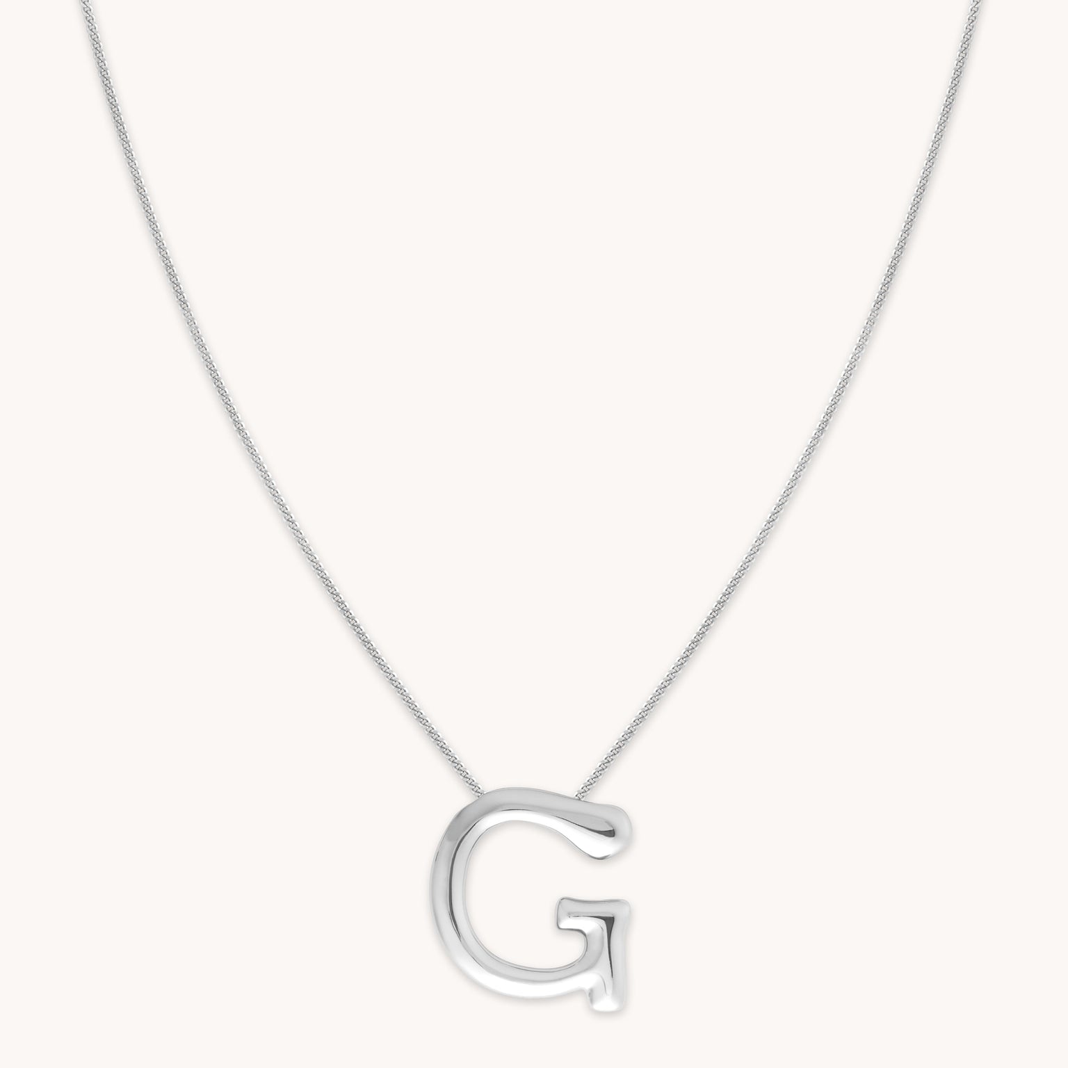 Initial Pendant Necklaces - G Initial Bold Pendant Necklace in Silver - Pendant Necklace - Astrid &amp; Miyu