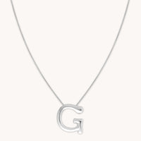 Initial Pendant Necklaces - G Initial Bold Pendant Necklace in Silver - Pendant Necklace - Astrid &amp; Miyu