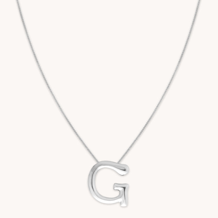 Initial Pendant Necklaces - G Initial Bold Pendant Necklace in Silver - Pendant Necklace - Astrid &amp; Miyu