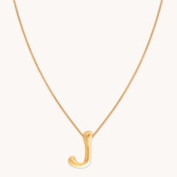 18k Gold Plated Jewellery - J Initial Bold Pendant Necklace in Gold - Pendant Necklace - Astrid &amp; Miyu