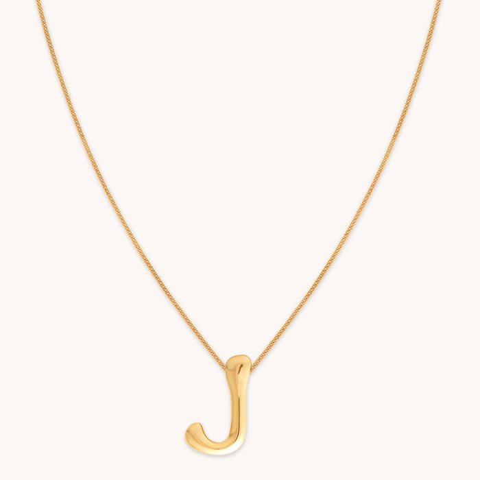 18k Gold Plated Jewellery - J Initial Bold Pendant Necklace in Gold - Pendant Necklace - Astrid &amp; Miyu