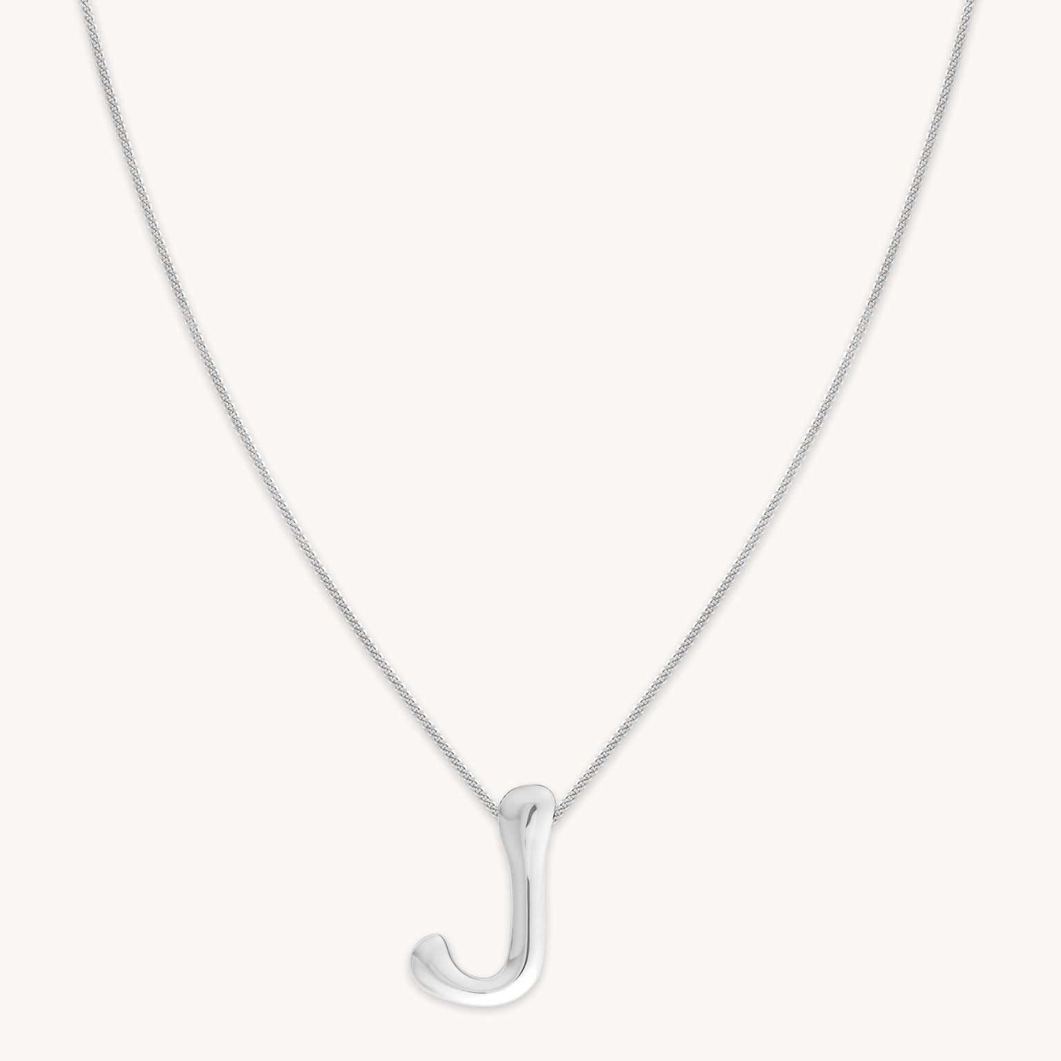 Necklaces & Bracelets - J Initial Bold Pendant Necklace in Silver - Pendant Necklace - Astrid &amp; Miyu