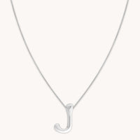 Necklaces & Bracelets - J Initial Bold Pendant Necklace in Silver - Pendant Necklace - Astrid &amp; Miyu