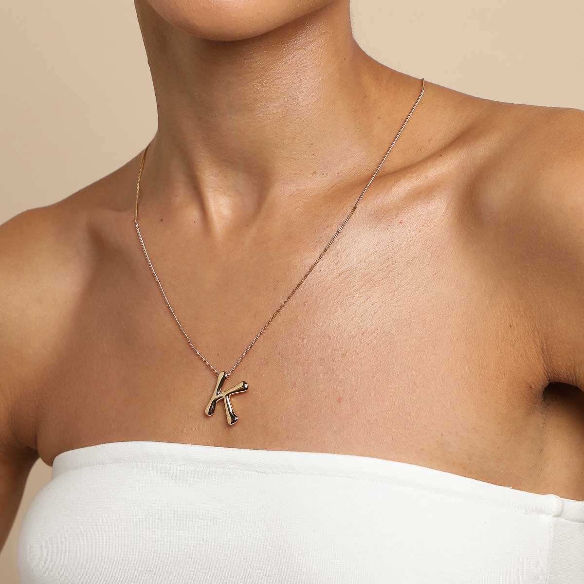 Gold initial outlet k necklace