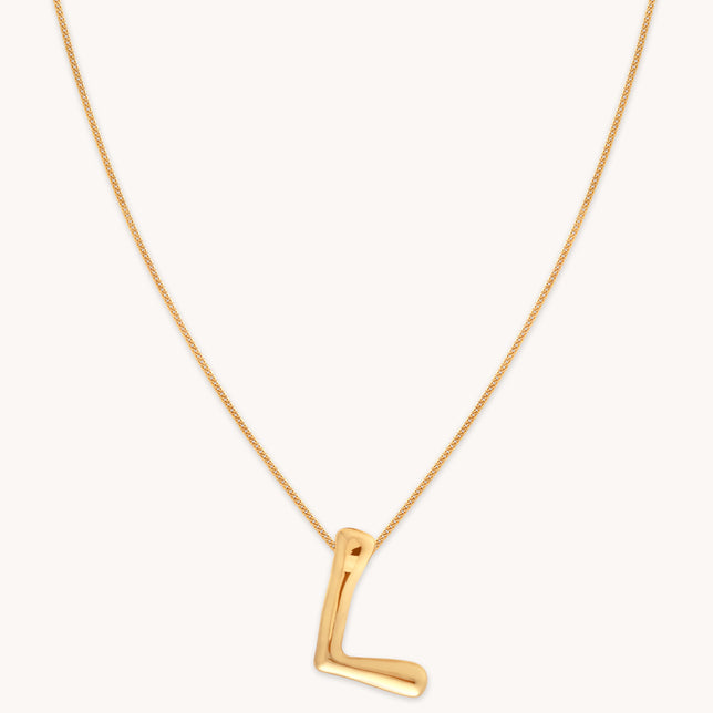 L Initial Bold Pendant Necklace in Gold