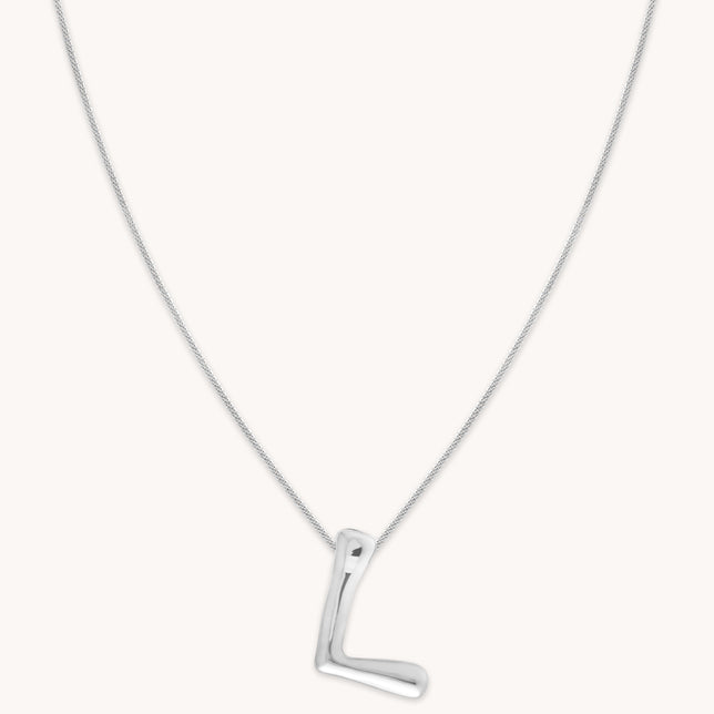 L Initial Bold Pendant Necklace in Silver