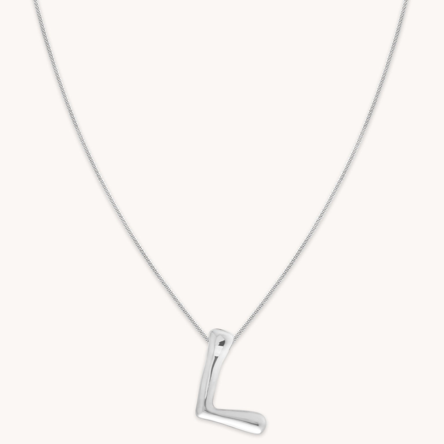 Mother's Day Jewellery Gifts - L Initial Bold Pendant Necklace in Silver - Pendant Necklace - Astrid &amp; Miyu