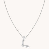 Mother's Day Jewellery Gifts - L Initial Bold Pendant Necklace in Silver - Pendant Necklace - Astrid &amp; Miyu