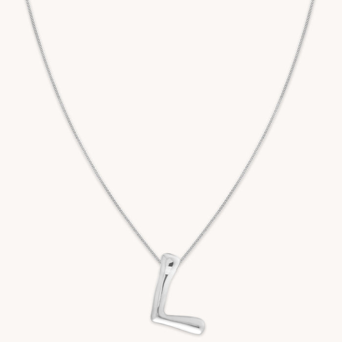 Mother's Day Jewellery Gifts - L Initial Bold Pendant Necklace in Silver - Pendant Necklace - Astrid &amp; Miyu