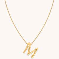 M Initial Bold Pendant Necklace in Gold