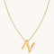18k Gold Plated Jewellery - N Initial Bold Pendant Necklace in Gold - Pendant Necklace - Astrid &amp; Miyu