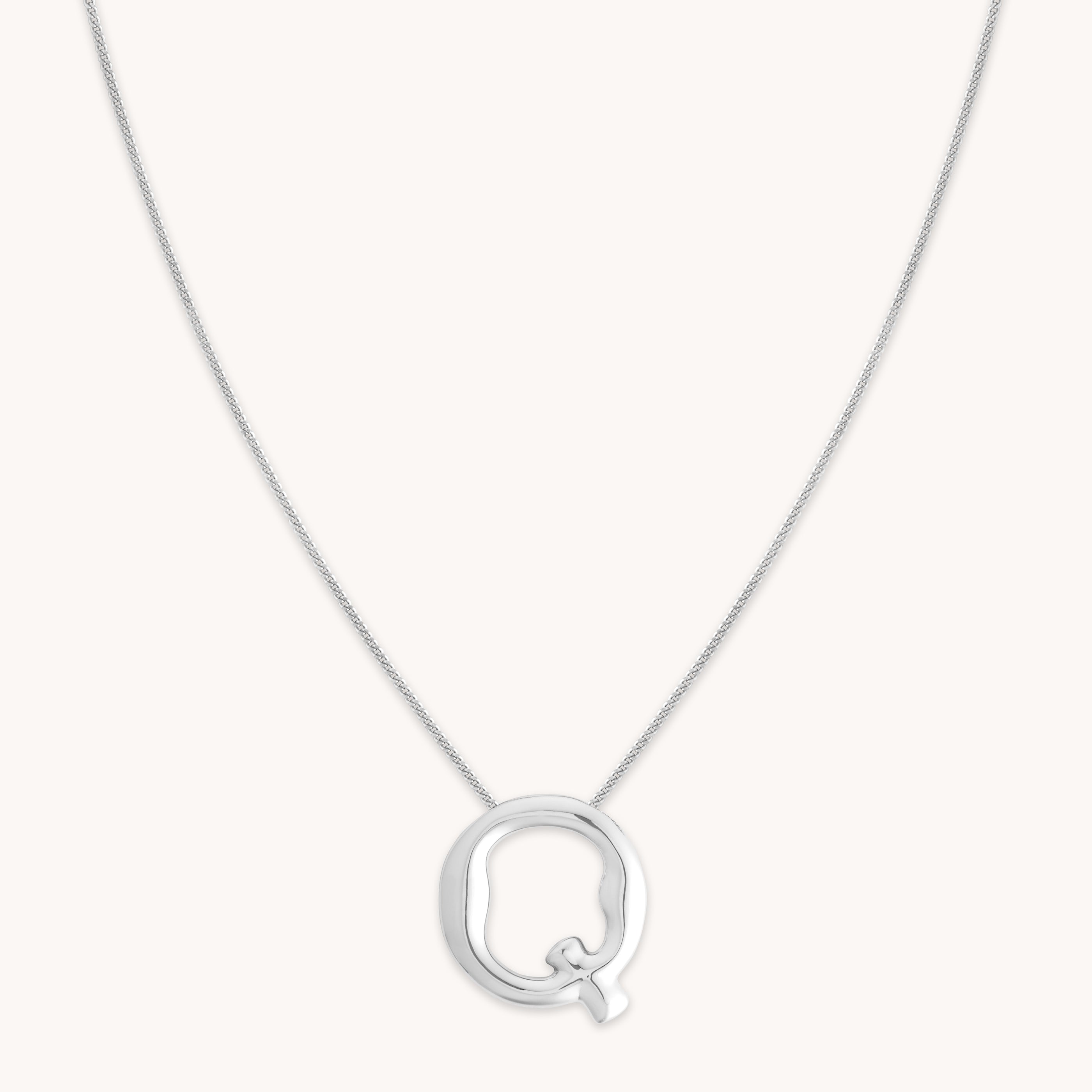 Q Initial Bold Pendant Necklace in Silver