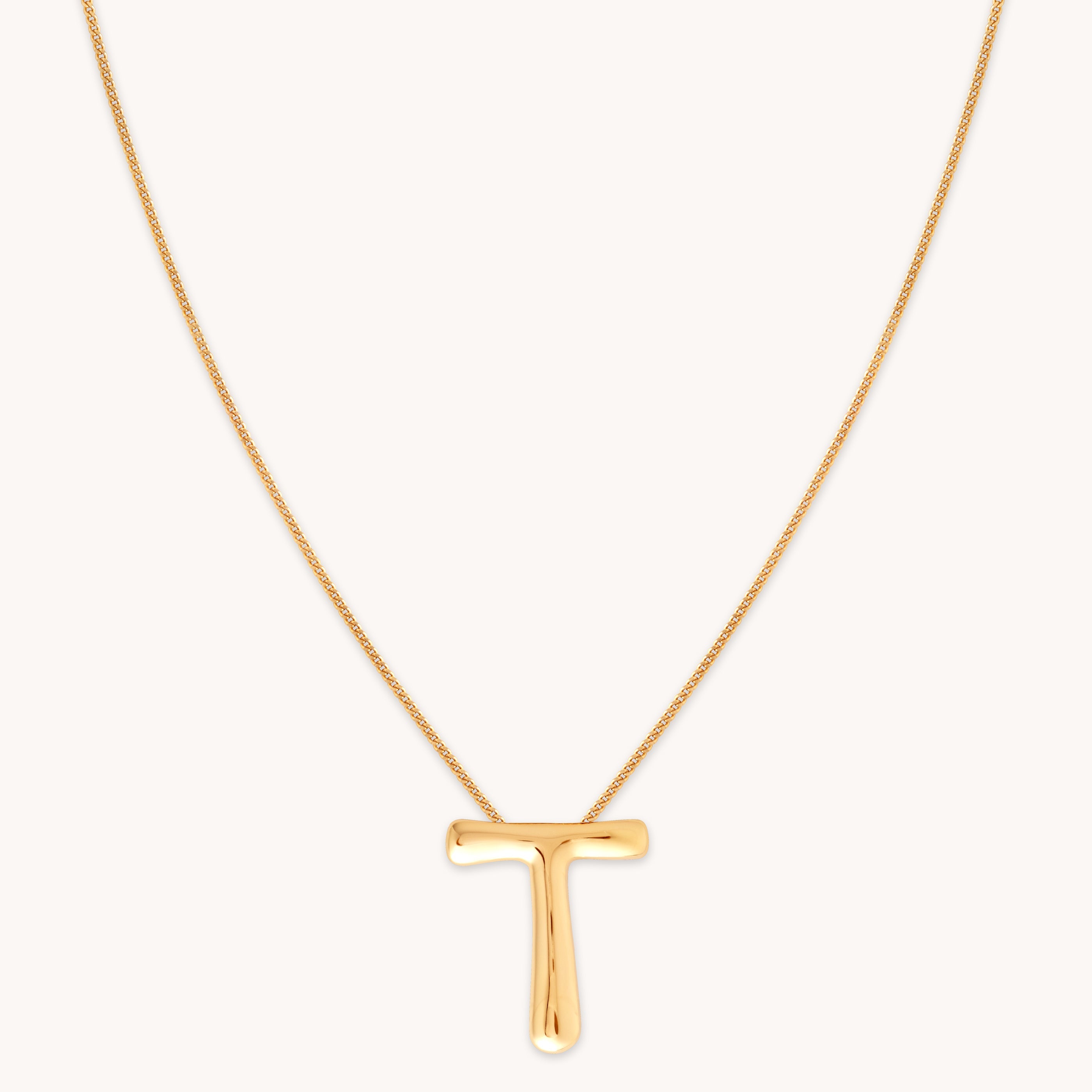 T Initial Bold Pendant Necklace in Gold