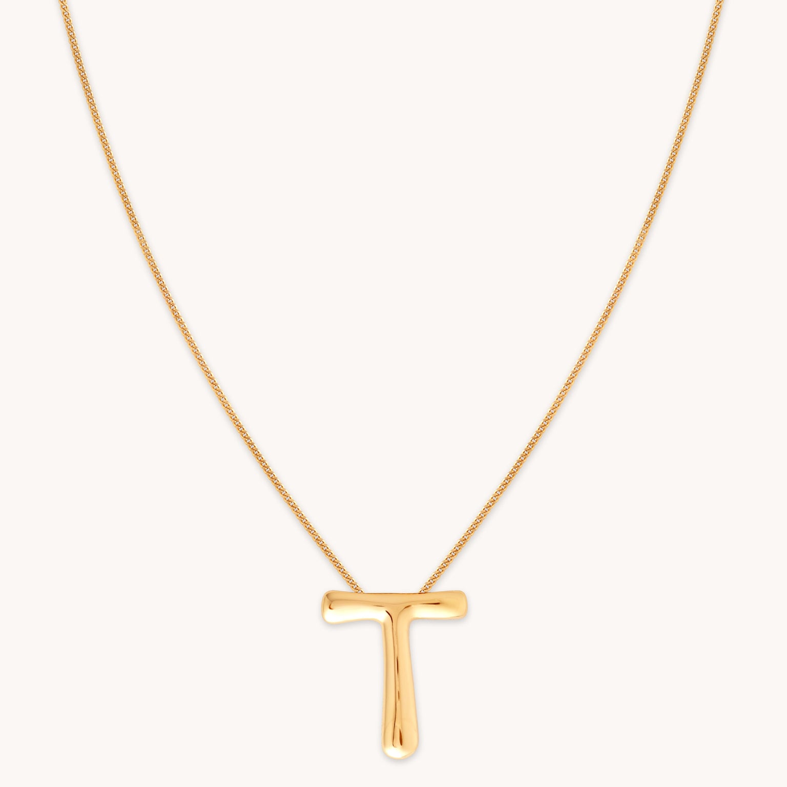 18k Gold Plated Jewellery - T Initial Bold Pendant Necklace in Gold - Pendant Necklace - Astrid &amp; Miyu
