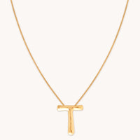 18k Gold Plated Jewellery - T Initial Bold Pendant Necklace in Gold - Pendant Necklace - Astrid &amp; Miyu