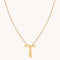 18k Gold Plated Jewellery - T Initial Bold Pendant Necklace in Gold - Pendant Necklace - Astrid &amp; Miyu
