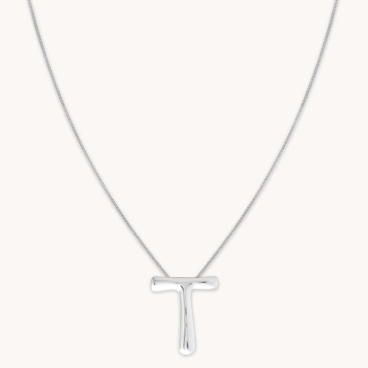T Initial Bold Pendant Necklace in Silver