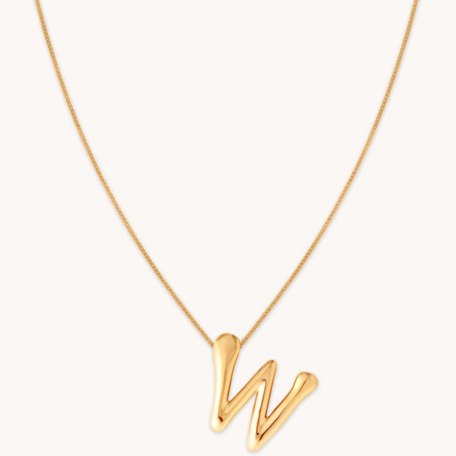 W Initial Bold Pendant Necklace in Gold