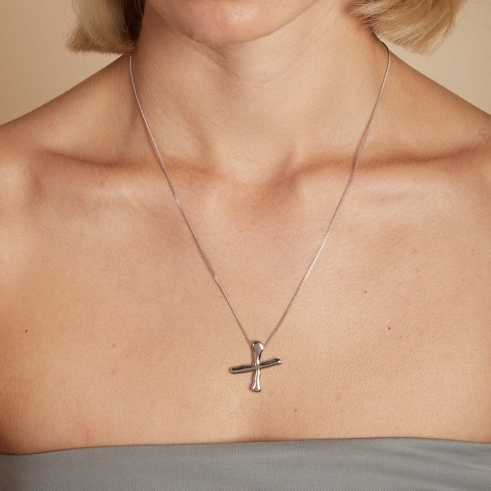 Necklaces & Bracelets - X Initial Bold Pendant Necklace in Silver - Pendant Necklace - Astrid &amp; Miyu