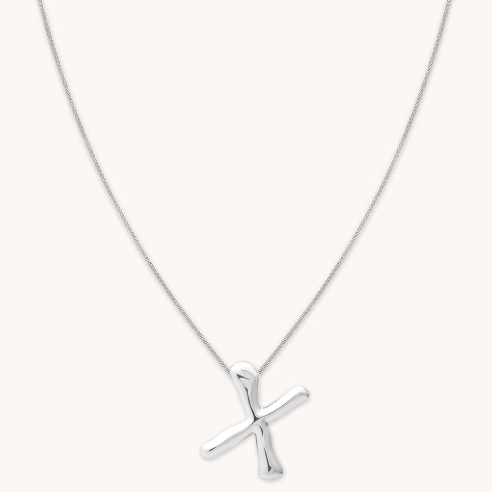 Necklaces & Bracelets - X Initial Bold Pendant Necklace in Silver - Pendant Necklace - Astrid &amp; Miyu