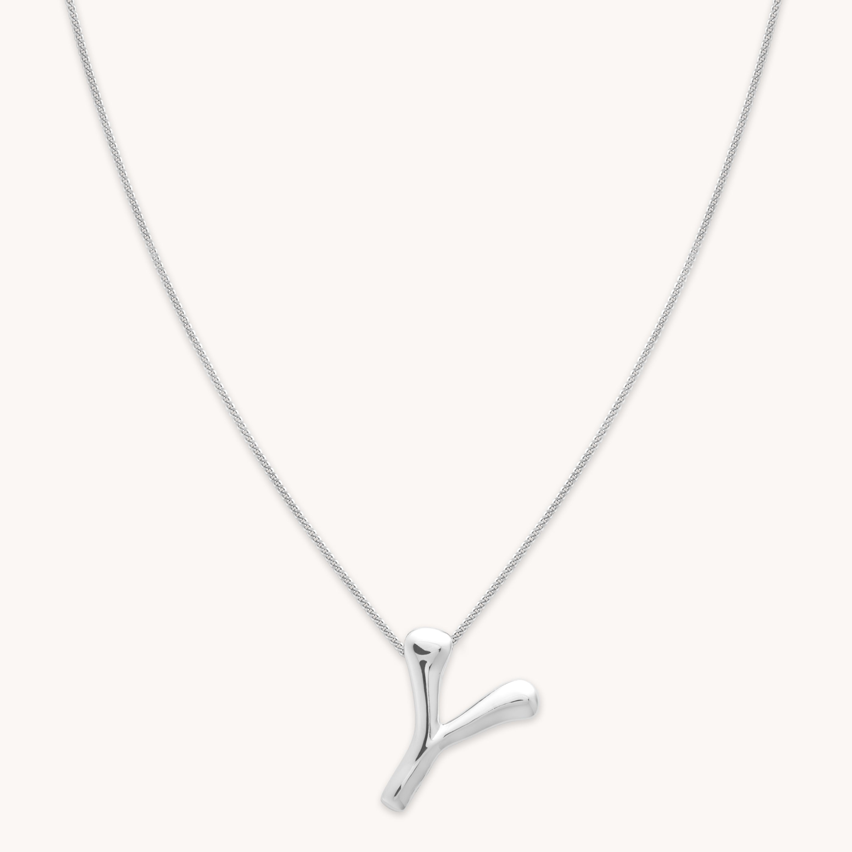 Y Initial Bold Pendant Necklace in Silver