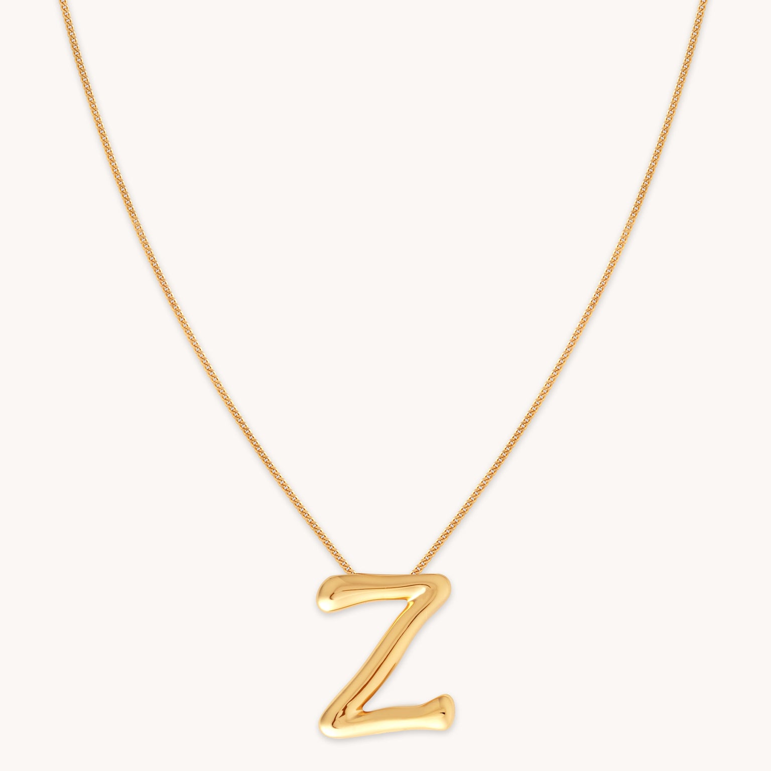 18k Gold Plated Jewellery - Z Initial Bold Pendant Necklace in Gold - Pendant Necklace - Astrid &amp; Miyu