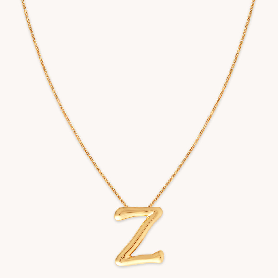 18k Gold Plated Jewellery - Z Initial Bold Pendant Necklace in Gold - Pendant Necklace - Astrid &amp; Miyu