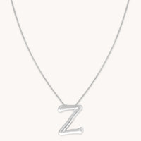 Z Initial Bold Pendant Necklace in Silver