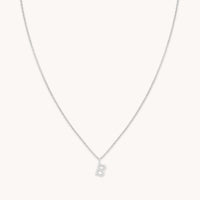 B Initial Pavé Pendant Necklace in Silver