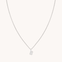Gemstone Necklaces - B Initial Pavé Pendant Necklace in Silver - Pendant Necklace - Astrid &amp; Miyu