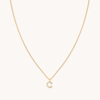 C Initial Pavé Pendant Necklace in Gold