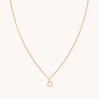 D Initial Pavé Pendant Necklace in Gold