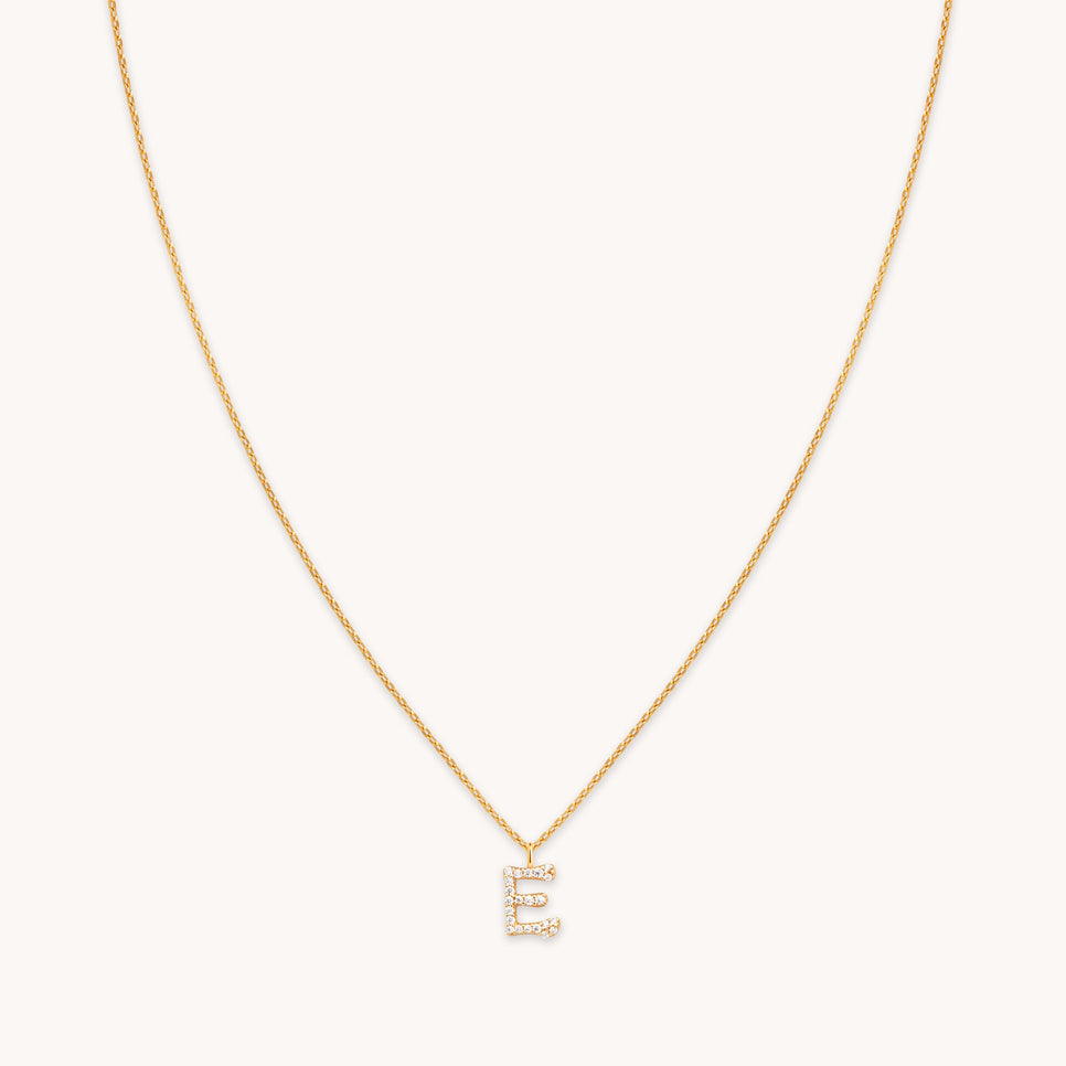 E Initial Bold Pendant Necklace in Gold