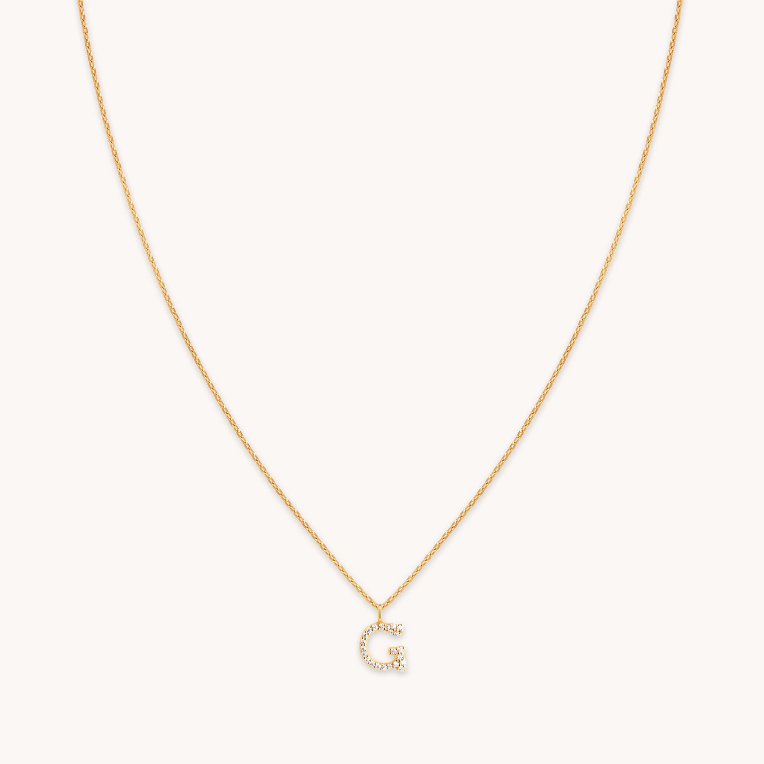G Initial Pavé Pendant Necklace in Gold